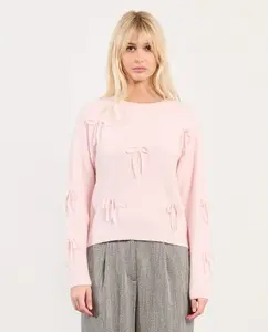 Женский джемпер с длинным рукавом, с деталями в виде бантиков Lili Sidonio, розовый