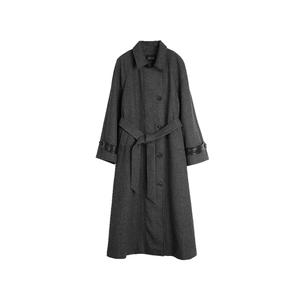 ELLE Пальто женское серое в клетку с лацканами Moderate