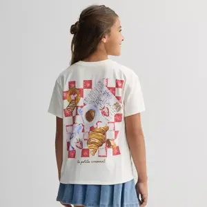 Футболка свободного кроя для девочек 7-16 лет с рисунком папы и разрезами по бокам Eyeshadow, белый