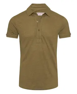 Льняная рубашка-поло с тремя пуговицами. Orlebar Brown, зеленый