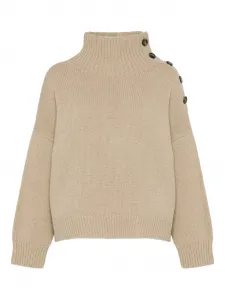 Свитер с высоким воротом и пуговицами YVES SALOMON, нейтральный