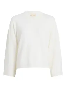 Шерстяной свитер с круглым вырезом Khaite, белый