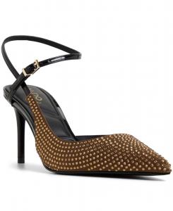 Женские асимметричные туфли на высоком каблуке Kymmberly с ремешком на щиколотке ALDO, Brown/Gold Stud