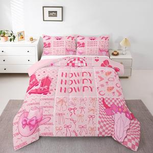 Erosebridal Комплект постельного белья Disco Cowgirl в стиле вестерн с розовым принтом, Hot Pink