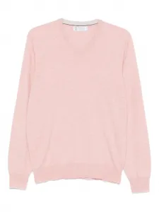 Кашемировый свитер с V-образным вырезом Brunello Cucinelli, розовый