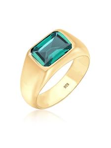 Elli Кольцо-печатка из серебра 925 пробы, зеленое