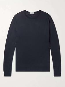 Хлопковый свитер облегающего кроя Hatfield Sea Island JOHN SMEDLEY, нави