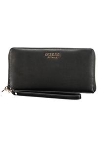 Кошелек женский Guess Jeans на молнии с логотипом и ремешком, черный