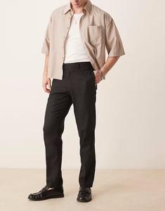Узкие брюки из льняной смеси черного цвета Asos Design