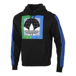 Толстовка adidas originals Colorblock logo Printing Fleece Lined hooded Pullover Black, черный