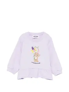 Футболка для девочки с цветочным принтом Moschino Kids, фиолетовый