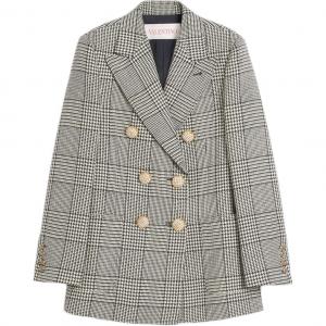 Двубортный клетчатый блейзер Valentino, черный белый