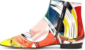 Женские ботильоны XYD, формальные, с острым носком, закрытым мыском, низким каблуком, для офисного платья, обувь с двусторонней молнией, Farbmalerei