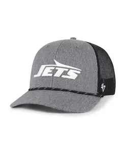 Мужская регулируемая кепка Trucker New York Jets Heather Charcoal Carbon Rope '47 Brand