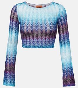 Короткий топ с зигзагами из ламе Missoni, Multi Blue