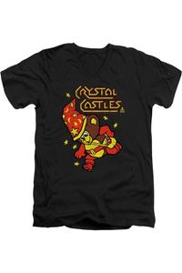 Футболка Atari Crystal Bear с коротким рукавом и V-образным вырезом для взрослых из хлопка премиум-класса Gildan, черный