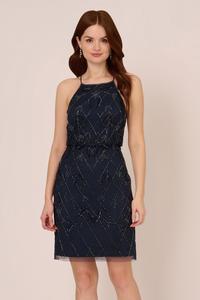 Блузочное платье Studio расшитое бисером Adrianna Papell, синий