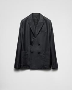 Двубортный шелковый жакет Prada, черный