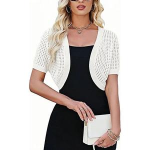 Женский короткий рукав болеро кардиган легкий трикотажный свитер Maxxis Merch, White