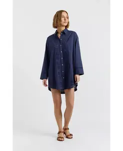 Женское хлопковое платье-рубашка с вышивкой Chinti & Parker, синий