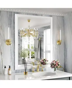 Зеркало для ванной комнаты, настенное зеркало в металлической раме толщиной 36" x 28" для установки над раковиной, в спальне, гостиной, прихожей, прямоугольное настенное зеркало белого цвета (горизонтальное/вертикальное) Amorho, white