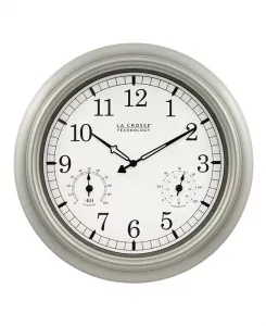 Wt-3181Pl-Q 18" классические кварцевые пластиковые аналоговые настенные часы для дома или улицы La Crosse Technology, pewter