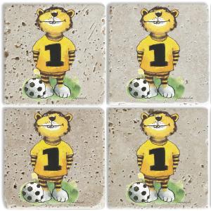 Подставки для напитков LuckyLinde Тигр с мячом Janosch Набор подставок под кастрюли из натурального камня 10x10x1 см Luckylinde, желтый