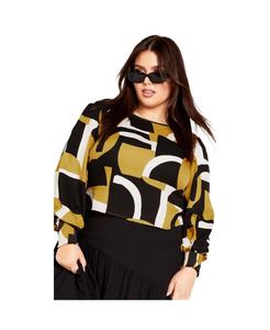 Женская блузка с длинными рукавами "Ромашка" AVENUE, Mustard print