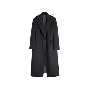 ELLE Пальто женское темно-серое с лацканами утепленное