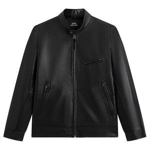 Кожаная куртка Sharpness с отложным воротником из овчины для мужчин PEACEBIRD MEN, черный 1