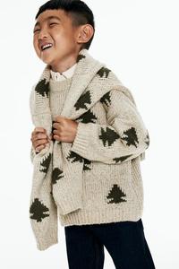 Свитер жаккардовой вязки H&M, бежевый