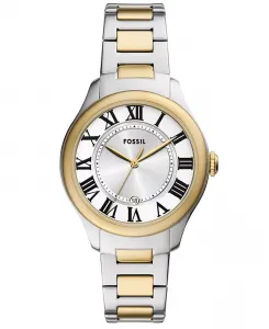 Женские часы Gilmore Three-Hand Date с двухцветным корпусом из нержавеющей стали, 38 мм Fossil, золотой