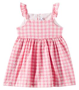Платье из хлопковой смеси в мелкую клетку Il Gufo, Daisy Pink