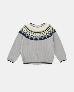 Вязаный детский джемпер серого цвета с узором Tutto Piccolo