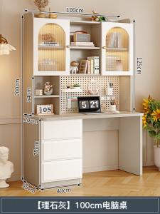 Компьютерный стол Shukeyijia 100 см с полкой, угловой, серый, экологичный, массив дерева