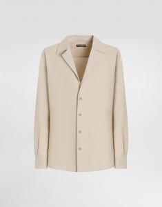 Рубашка с длинными рукавами и v-образным вырезом из льняной ткани Dolce & Gabbana, бежевый