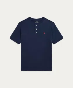 (Для мальчиков 8-20 лет) Хлопковая трикотажная рубашка-поло с коротким рукавом Polo Ralph Lauren, цвет 410 Navy