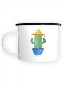 Эмалированная кружка XL Кактусовая шляпа без слов, белая Mr. & Mrs. Panda