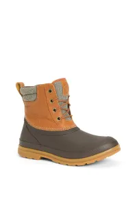 Женские резиновые ботинки Muck Boots короткие на шнуровке, коричневый