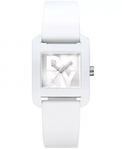 Женские городские спортивные часы с белым силиконовым ремешком, 37 мм DKNY