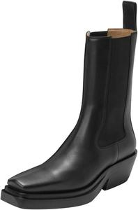 FSJ Женская мода Закрытые ботильоны Челси с квадратным носком, массивным низким каблуком, короткие зимние ботинки для свиданий, Black