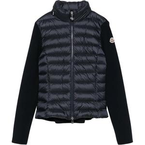Кардиган на молнии с логотипом и стеганой отделкой Moncler, marine синий