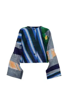 Кардиган в полоску с плиссировкой Pleats Please Issey Miyake, синий