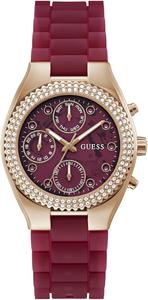 Женские часы Guess 37 мм - фиолетовый силиконовый ремешок, фиолетовый циферблат, корпус цвета розового золота