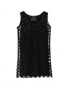 Ажурное мини-платье с пайетками John Richmond Junior, черный