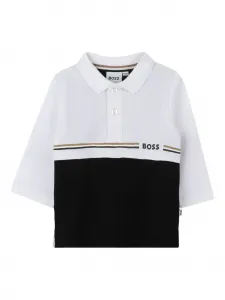 Рубашка поло в стиле колор-блок BOSS Kidswear, белый