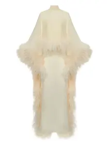 Платье макси с перьями Taller Marmo, нейтральный