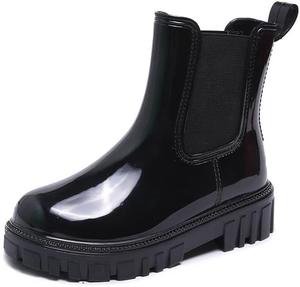 Короткие резиновые сапоги для женщин на шнуровке, милые непромокаемые нескользящие челси Generic, All Black -1
