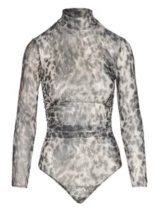 Боди с высоким воротом и леопардовым принтом Aniye By, черный