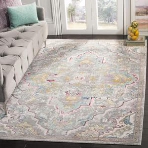 Ковер SAFAVIEH, 92 x 153 см, из коллекции Mystique, Grey & Light Blue, дизайн с эффектом выцветшего акварельного рисунка, не линяет и прост в уходе, идеален для помещений с высокой проходимостью: прихожая, гостиная, спальня (MYS921L)